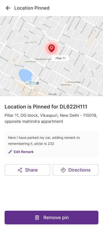 Park Assign - Pinned location